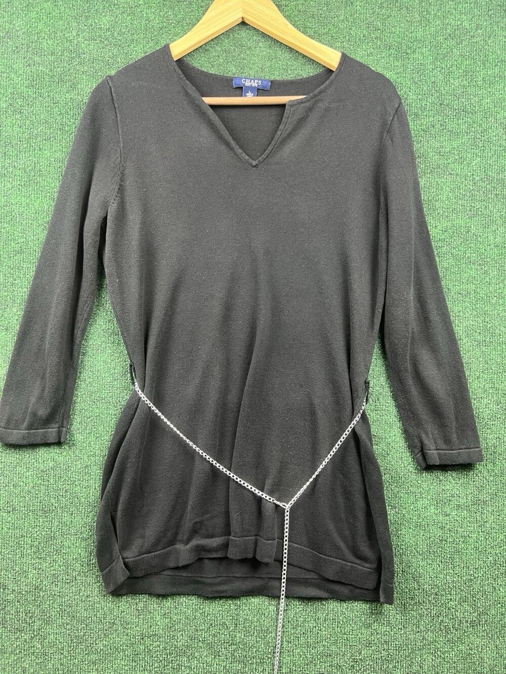 Chaps Black V-Neck Long Sleeve Sweater Women’s Large